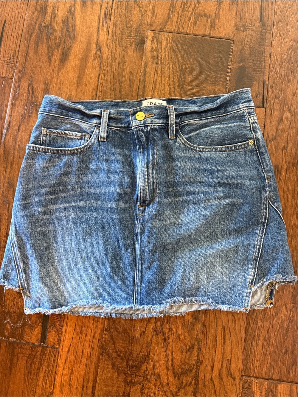 FRAME size 30/10 Denim Mini Skirt in Medium Blue
